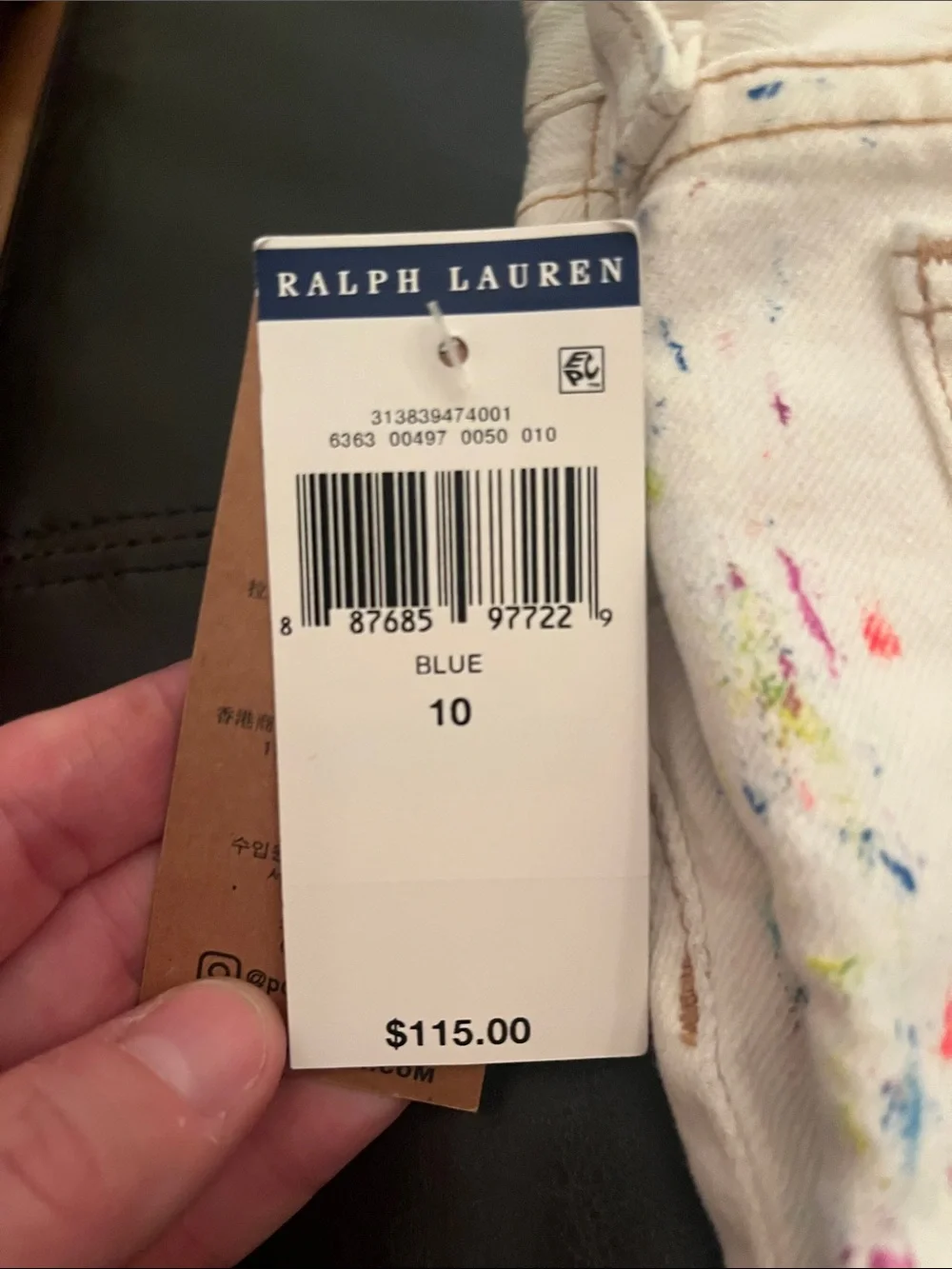 Ralph Lauren White Denim Jeans with Multicolor Paint Accents